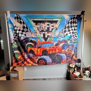 MONSTER TRUCK 6'11X 4'9 BACKDROP PHOTO BIRTHDAY PARTY BACK DROP PT5